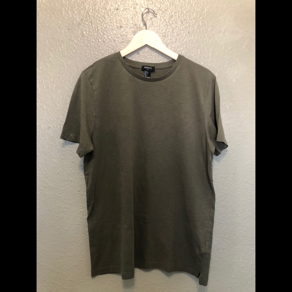 Army green Forever 21 long t-shirt